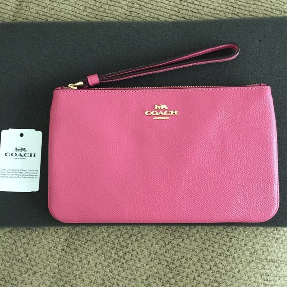 Coach Handbags - Coach Crossgrain Leather Large Wristlet Pink Ruby